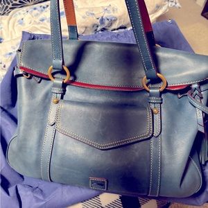 Dooney and Bourke Florentine, leather denim blue color shoulder bag/ tote